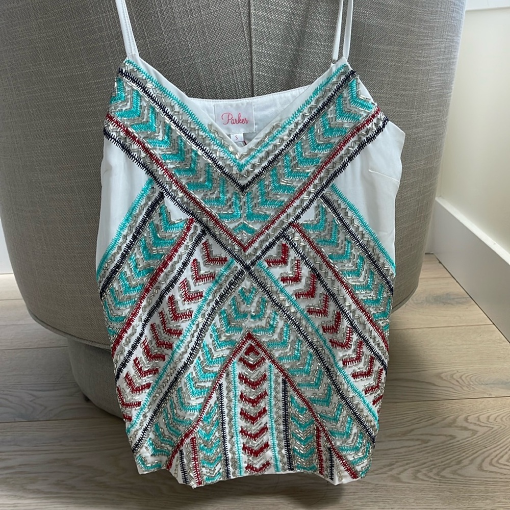 Colorful Embroidered Women's Camisole Top by Parker, size small